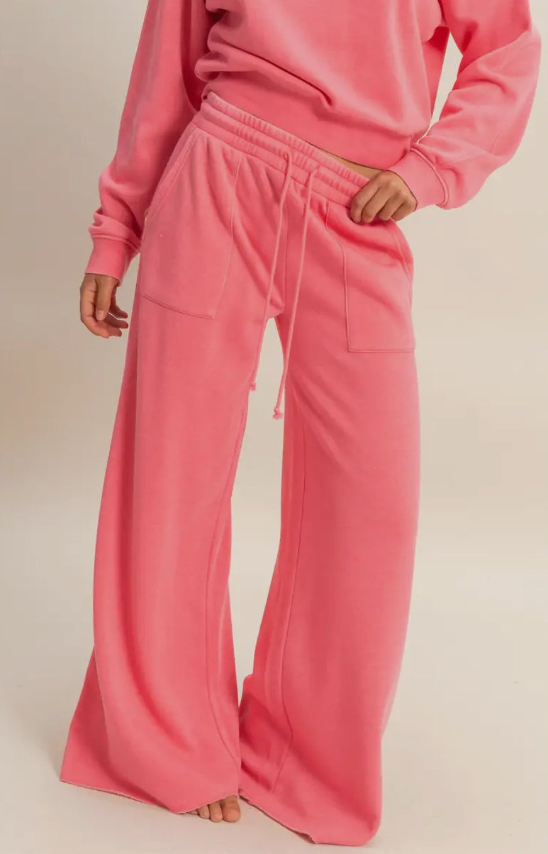 Pink Terry Wide-Leg Pants