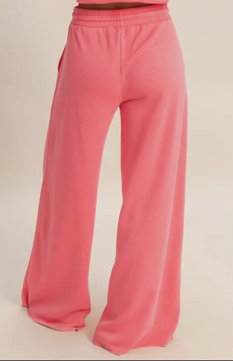 Pink Terry Wide-Leg Pants