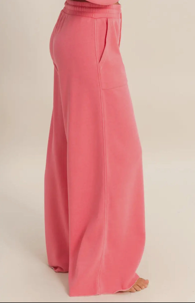 Pink Terry Wide-Leg Pants