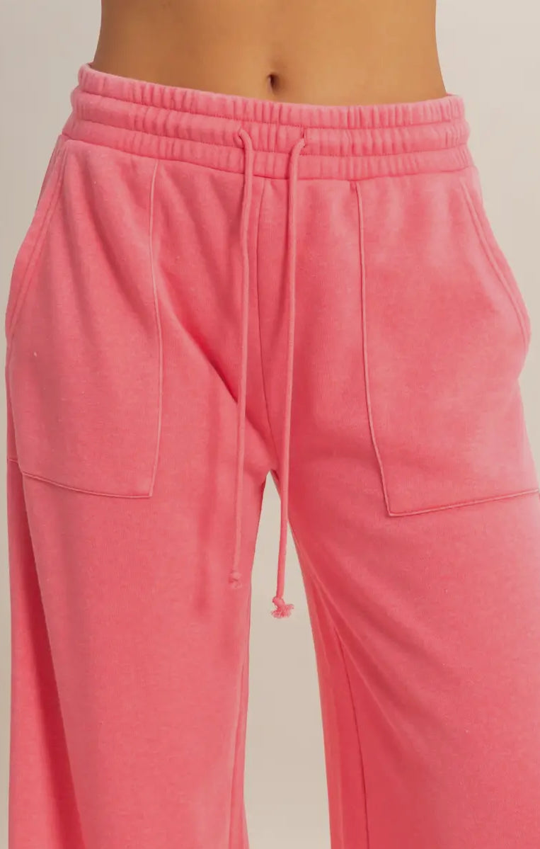 Pink Terry Wide-Leg Pants
