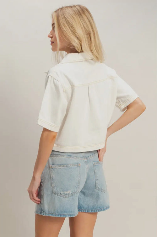 Denim V-Neck Cropped Tee