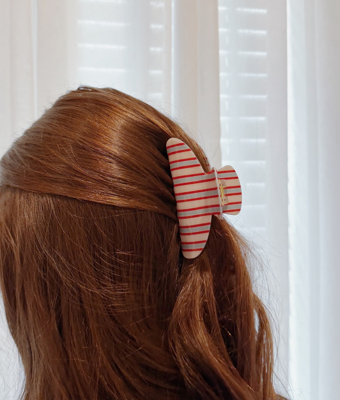 Jumbo Stripe Plaid Oval Hair Claw Clip