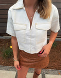Denim V-Neck Cropped Tee