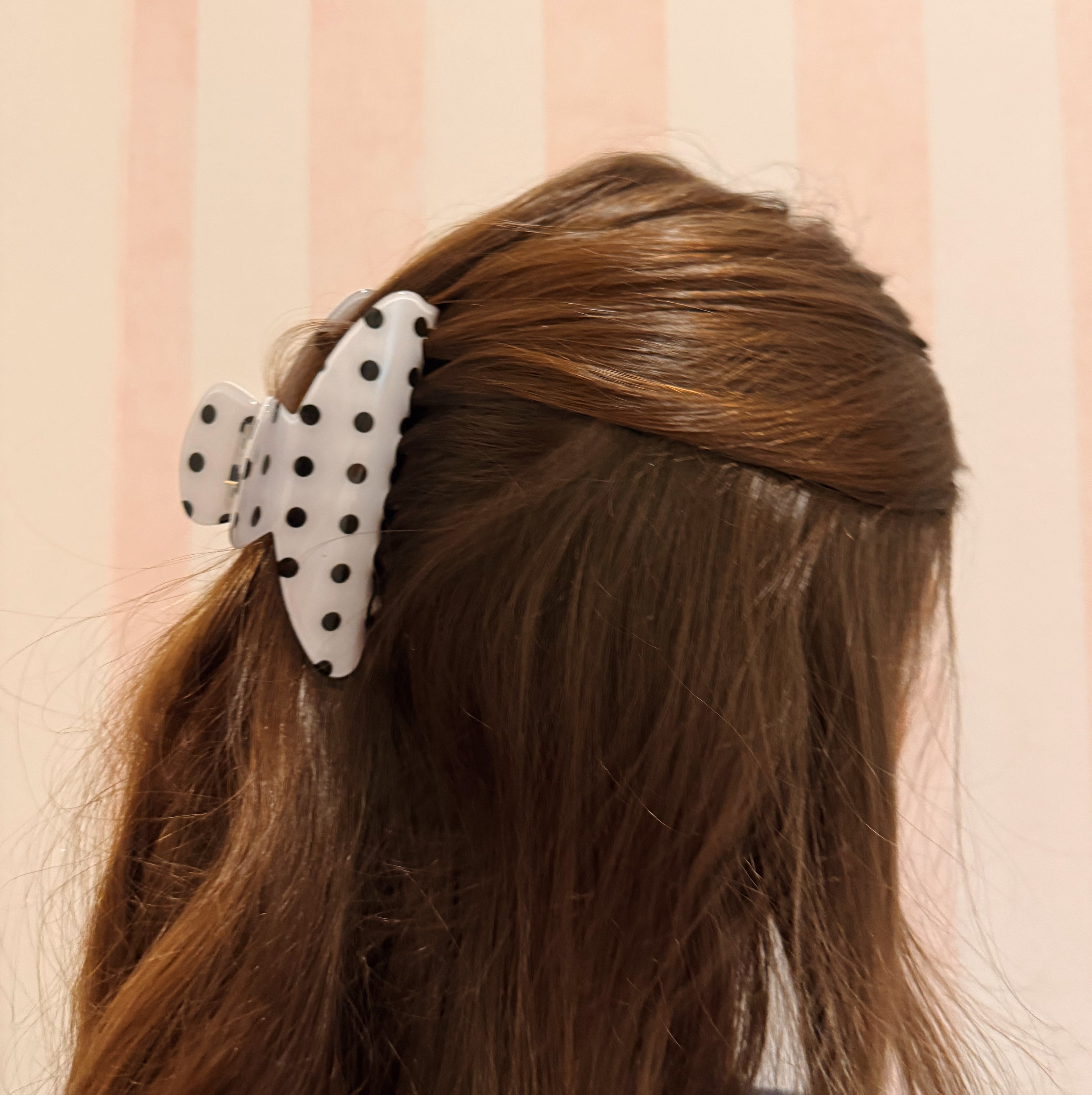 Retro Polka Dot Hair Claw - Glossy Spotted French